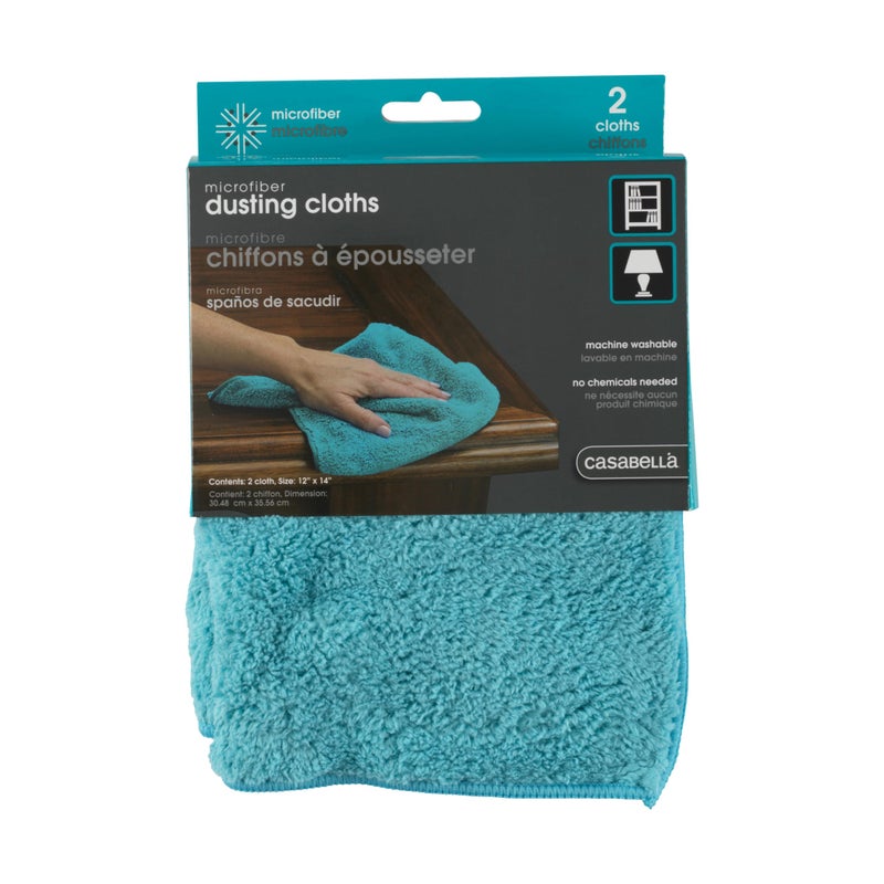 Casabella Microfiber 12" x 14" Cloth, Pack of 2, Blue Dusting, 2 Count - Image 1